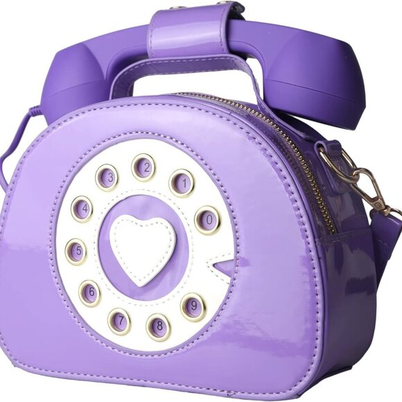 Retro dial telephone Crossbody Shoulder Bag,Pu Movable microphone Purse for Wome - Picture 2 of 6